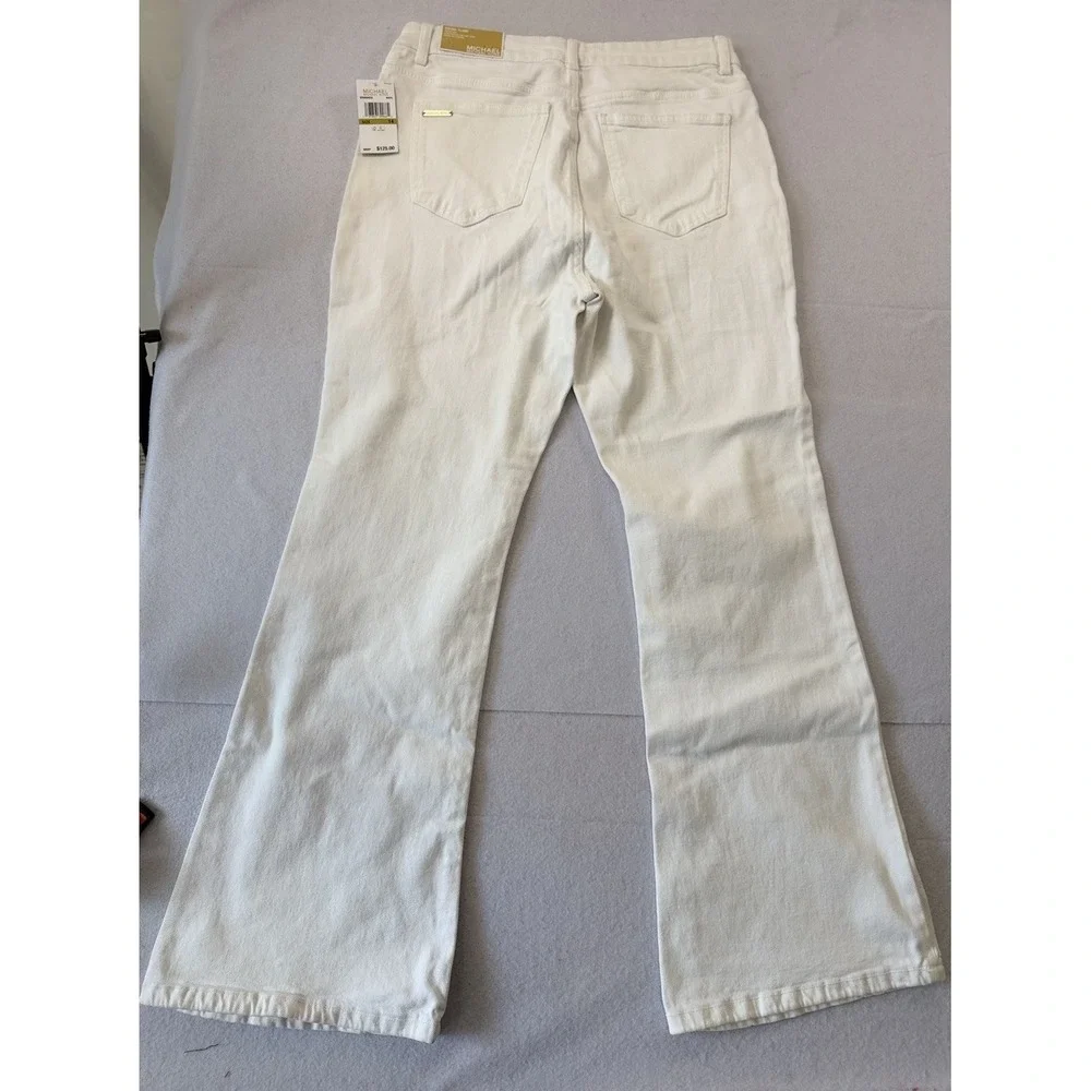 Michael Kors Womens Button Fly Bootcut White Gold Jeans Size 16 Flare High Rise
